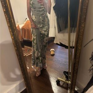 Reformation Floral Maxi Dress in Green and White